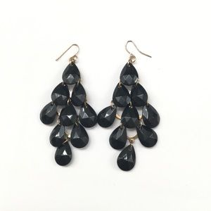 Black and gold waterfall chandelier earrings